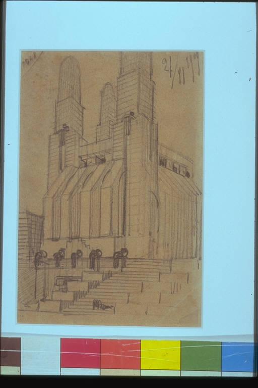 Edificio monumentale, EDIFICIO MONUMENTALE (disegno) di Sant'Elia Antonio (attr.) (sec. XX)