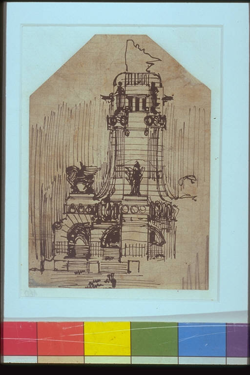Edificio monumentale. Particolare, ARCHITETTURE (disegno) di Sant'Elia Antonio (attr.) (sec. XX)