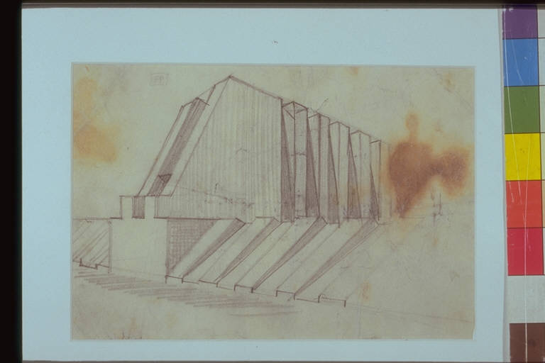 Studio per edificio, STUDIO PER EDIFICIO (disegno) di Sant'Elia Antonio (attr.) (sec. XX)