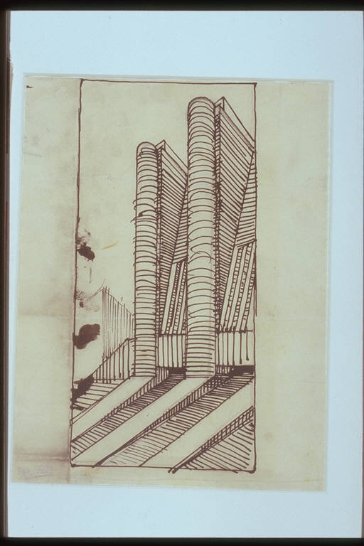 Studio di un edificio, STUDIO DI EDIFICIO (disegno) di Sant'Elia Antonio (attr.) (sec. XX)