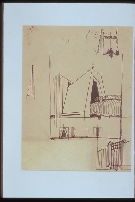 Studi per un hangar, STUDI PER HANGAR (disegno) di Sant'Elia Antonio (attr.) (sec. XX)