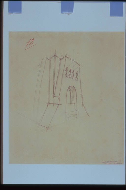 Studio di chiesa o cappella, STUDIO DI CHIESA O CAPPELLA (disegno) di Sant'Elia Antonio (attr.) (sec. XX)