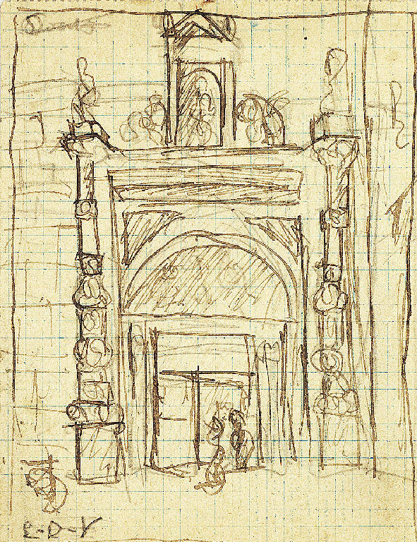 Porta della rana, Duomo di Como, Porta della rana (disegno) di Parisi, Domenico detto Ico Parisi (secondo quarto sec. XX)
