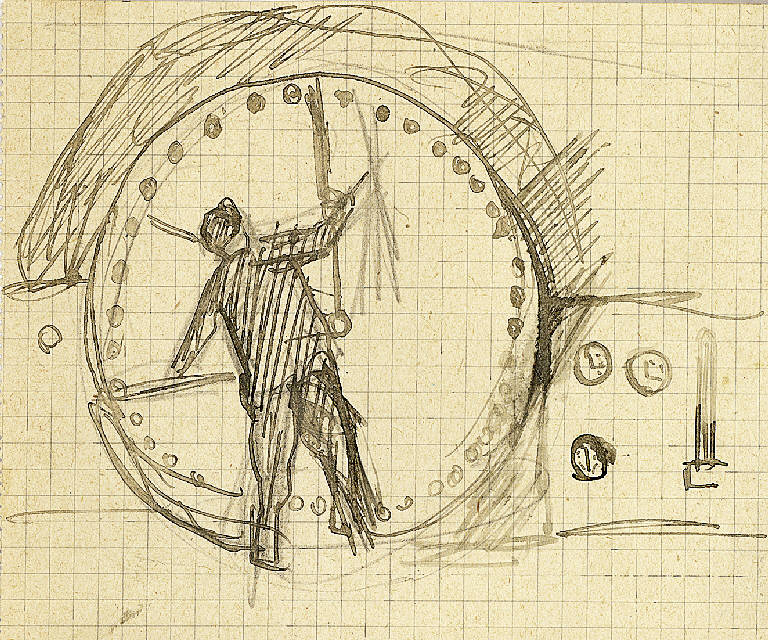 Disegni dal film "Metropolis", Figura maschile (dal film Metropolis) (disegno) di Parisi, Domenico detto Ico Parisi (secondo quarto sec. XX)
