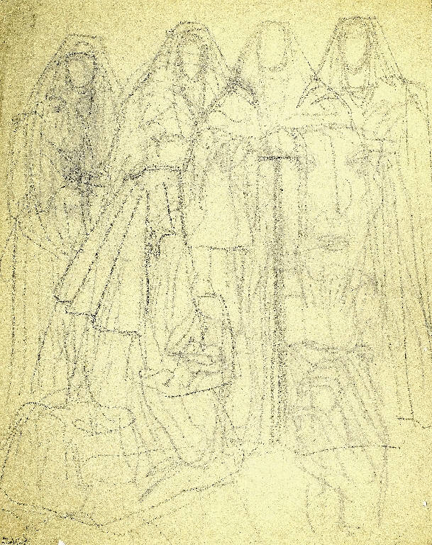ritratti (retro religiose), Figure con il saio (disegno) di Parisi, Domenico detto Ico Parisi (secondo quarto sec. XX)