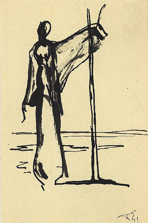 donna al palo, Figura femminile (disegno) di Parisi, Domenico detto Ico Parisi (secondo quarto sec. XX)