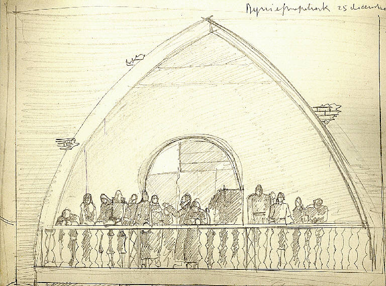 messa a Dynepopetroska, Messa a Dnipropetrovsk (Ucraina) (disegno) di Parisi, Domenico detto Ico Parisi (secondo quarto sec. XX)