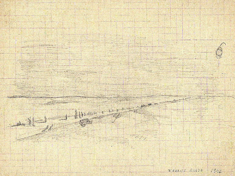 Fronte russo, Paesaggio rurale (disegno) di Parisi, Domenico detto Ico Parisi (secondo quarto sec. XX)