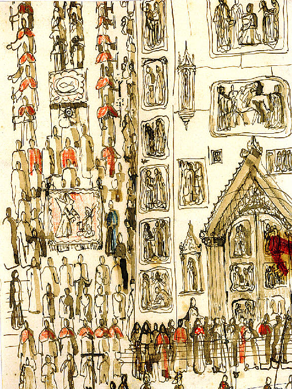 Processione, Processione (disegno) di Parisi, Domenico detto Ico Parisi (secondo quarto sec. XX)