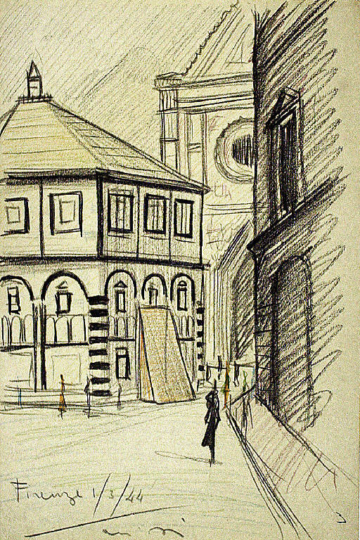 Firenze, Veduta del Battistero di S. Giovanni a Firenze (disegno) di Parisi, Domenico detto Ico Parisi (secondo quarto sec. XX)