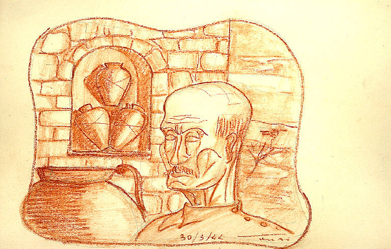 Venditore di giare, Ritratto d'uomo (disegno) di Parisi, Domenico detto Ico Parisi (secondo quarto sec. XX)