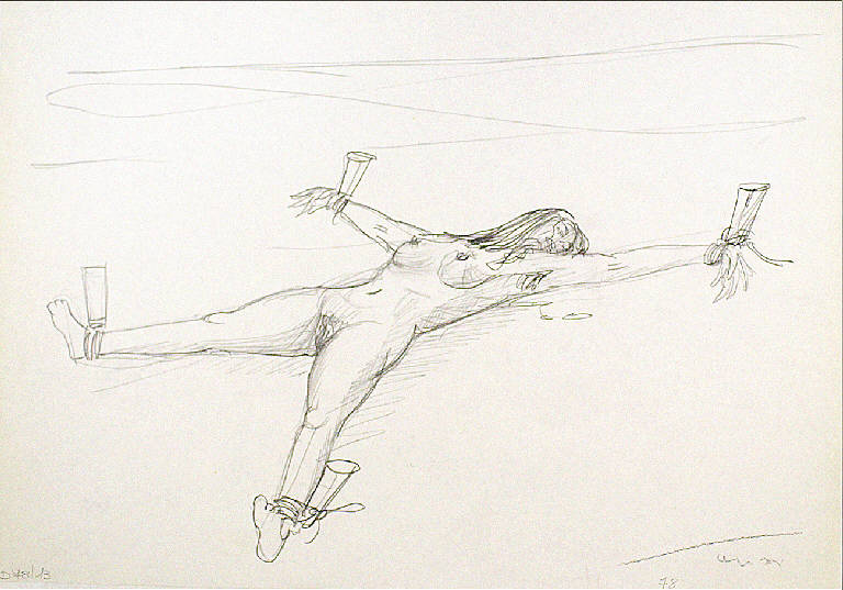 Crocefissione, Figura femminile nuda (disegno) di Parisi, Domenico detto Ico Parisi (seconda metà sec. XX)