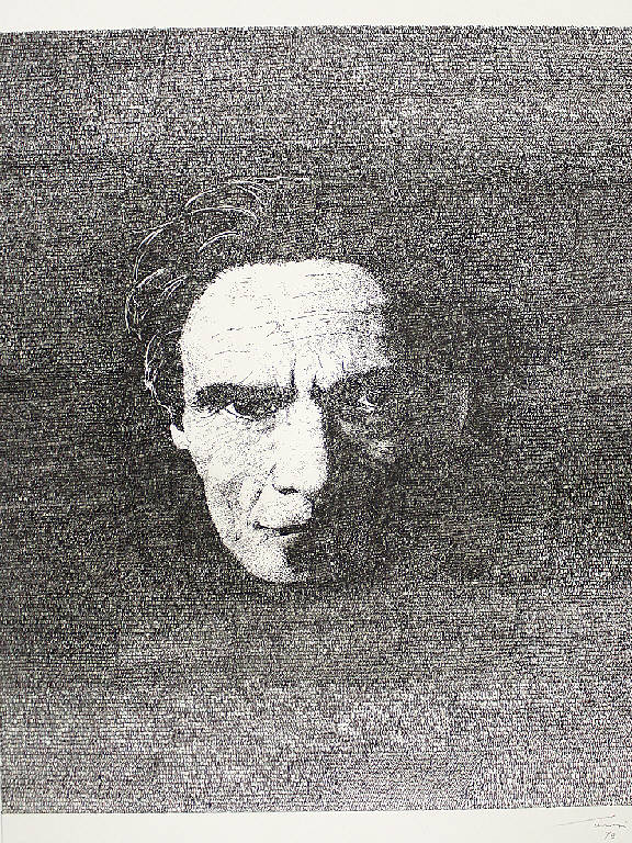 Pasolini, Pier Paolo Pasolini (disegno) di Parisi, Domenico detto Ico Parisi (seconda metà sec. XX)