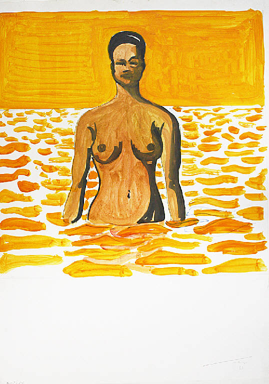 Bagno arancione, Figura femminile nuda al bagno (disegno) di Parisi, Domenico detto Ico Parisi (seconda metà sec. XX)