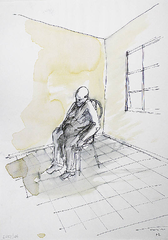 Uomo seduto, Figura maschile seduta (disegno) di Parisi, Domenico detto Ico Parisi (seconda metà sec. XX)