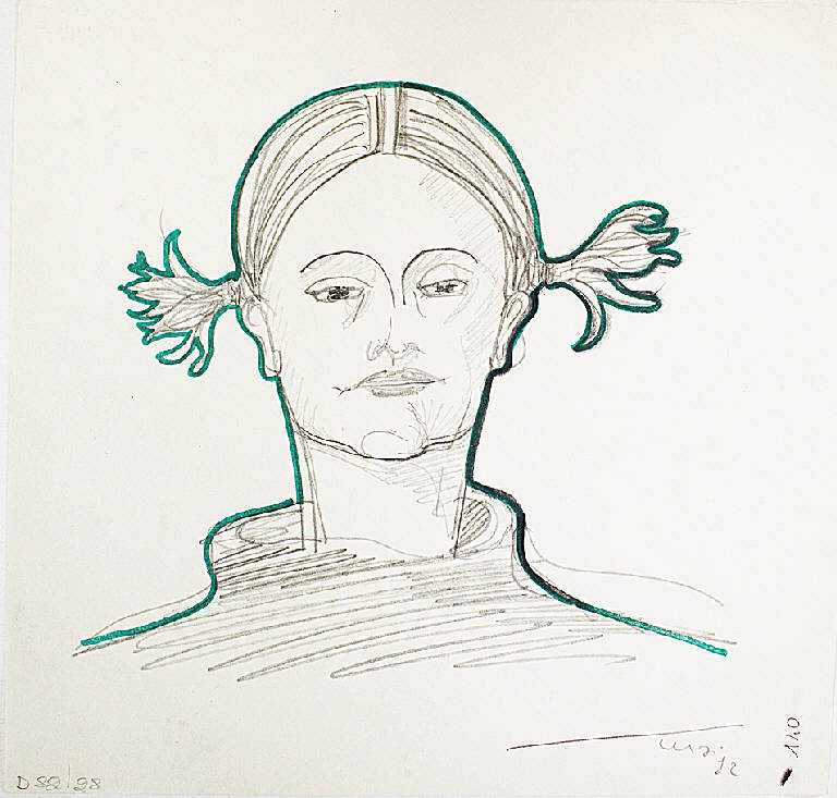 Le treccette, Ritratto di donna (disegno) di Parisi, Domenico detto Ico Parisi (seconda metà sec. XX)