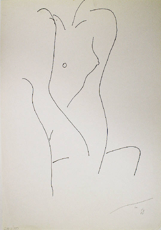 Nudo, Figura femminile nuda (disegno) di Parisi, Domenico detto Ico Parisi (seconda metà sec. XX)