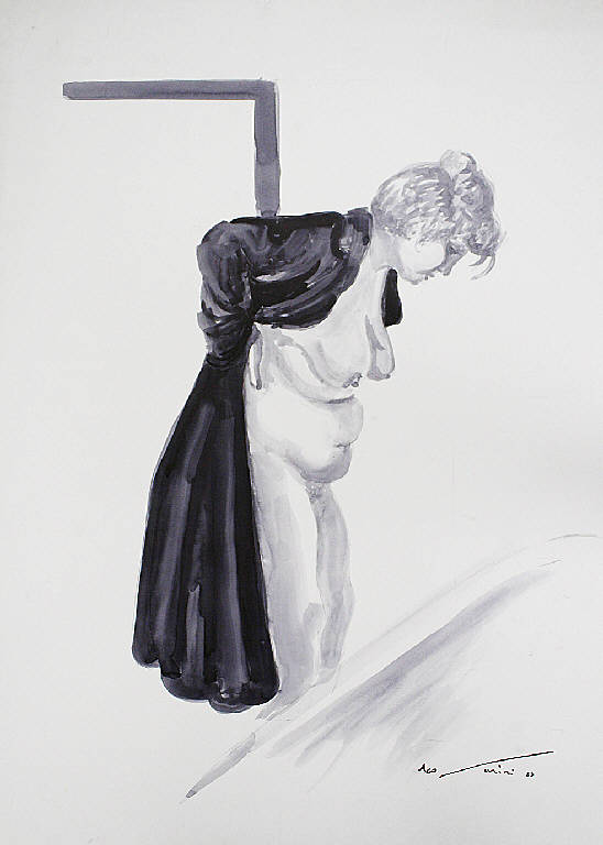 Donna in vestaglia, Figura femminile nuda (disegno) di Parisi, Domenico detto Ico Parisi (seconda metà sec. XX)