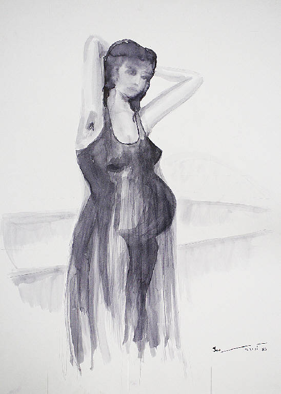 Donna incinta, Figura femminile (disegno) di Parisi, Domenico detto Ico Parisi (seconda metà sec. XX)
