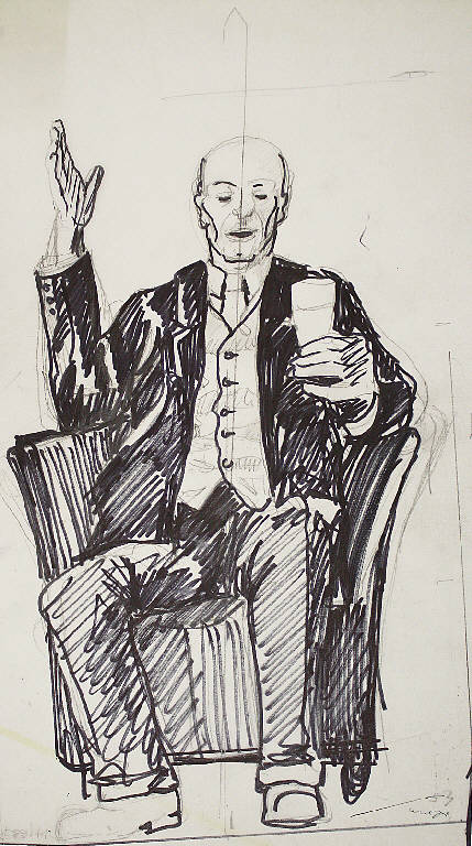 Il bevitore, Figura maschile con bicchiere (disegno) di Parisi, Domenico detto Ico Parisi (seconda metà sec. XX)