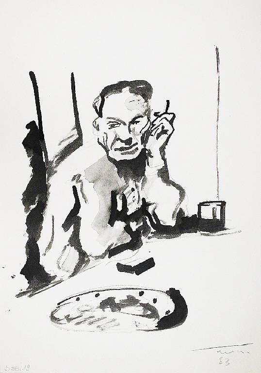 Il fumatore, Figura maschile con sigaretta (disegno) di Parisi, Domenico detto Ico Parisi (seconda metà sec. XX)