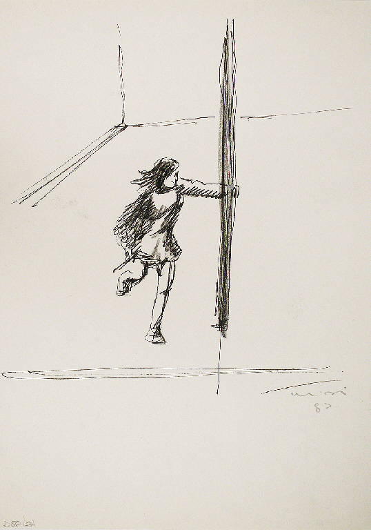 La corsa, Figura femminile (disegno) di Parisi, Domenico detto Ico Parisi (seconda metà sec. XX)