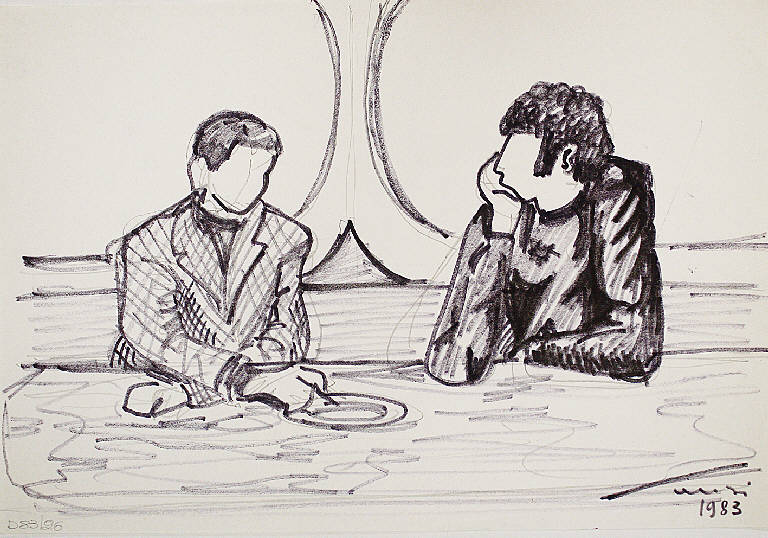 Amici, Figure maschili (disegno) di Parisi, Domenico detto Ico Parisi (seconda metà sec. XX)