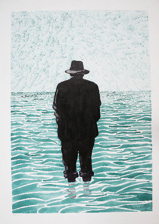Uomo che guarda il mare, Figura maschile (Ico Parisi?) (disegno) di Parisi, Domenico detto Ico Parisi (seconda metà sec. XX)