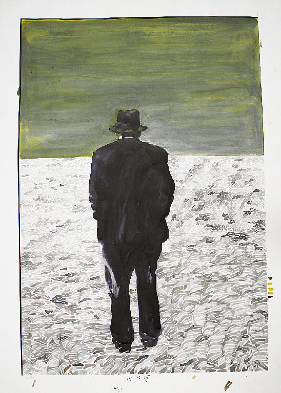 Uomo che guarda il temporale, Figura maschile (Ico Parisi?) (disegno) di Parisi, Domenico detto Ico Parisi (seconda metà sec. XX)