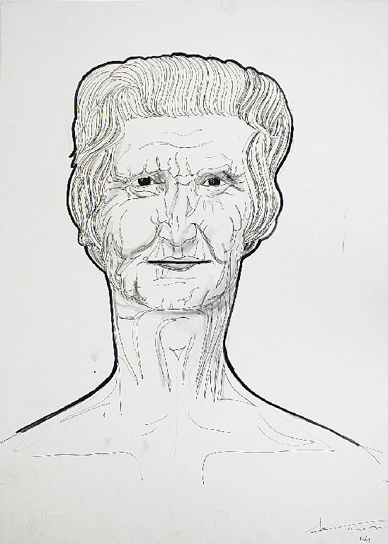 Testa di vecchia, Volto femminile di anziana (disegno) di Parisi, Domenico detto Ico Parisi (seconda metà sec. XX)