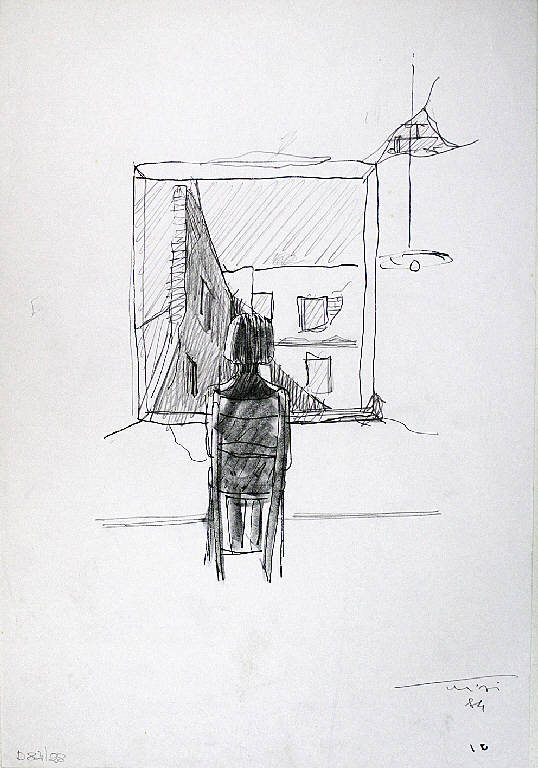 Donna alla finestra, Figura femminile seduta (disegno) di Parisi, Domenico detto Ico Parisi (seconda metà sec. XX)