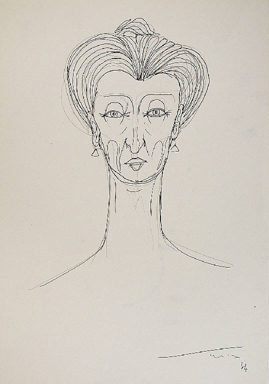 La suocera, Volto femminile di anziana (disegno) di Parisi, Domenico detto Ico Parisi (seconda metà sec. XX)