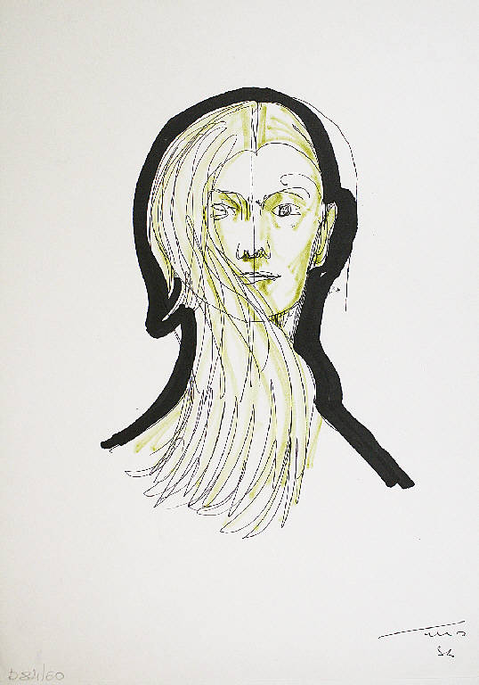 Donna con lunghi capelli biondi, Ritratto di donna (disegno) di Parisi, Domenico detto Ico Parisi (seconda metà sec. XX)