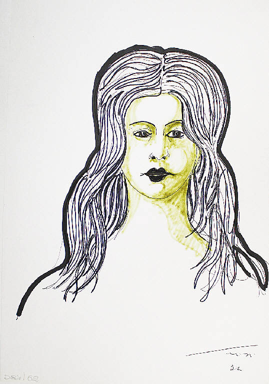Donna scarmigliata, Ritratto di donna (disegno) di Parisi, Domenico detto Ico Parisi (seconda metà sec. XX)