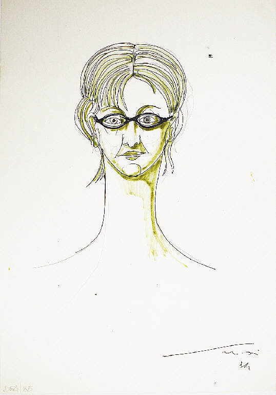 Donna con occhiali, Ritratto di donna (disegno) di Parisi, Domenico detto Ico Parisi (seconda metà sec. XX)