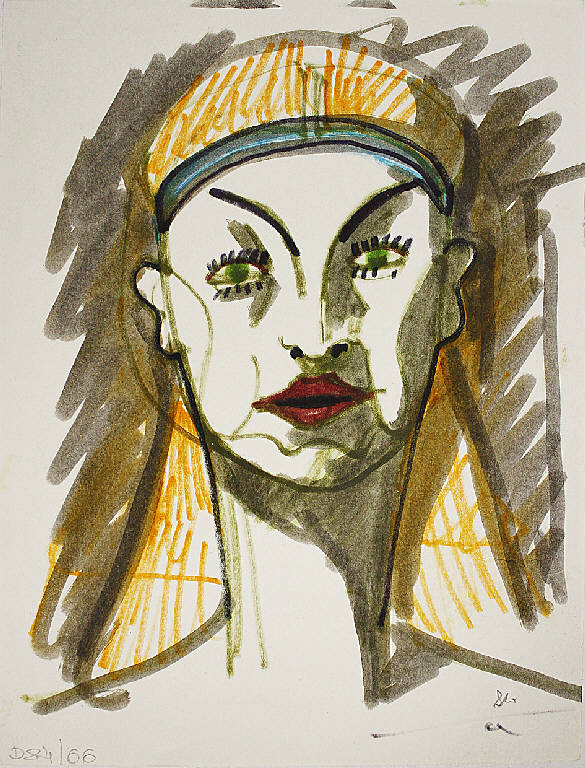 Donna con cerchietto, Ritratto di donna (disegno) di Parisi, Domenico detto Ico Parisi (seconda metà sec. XX)