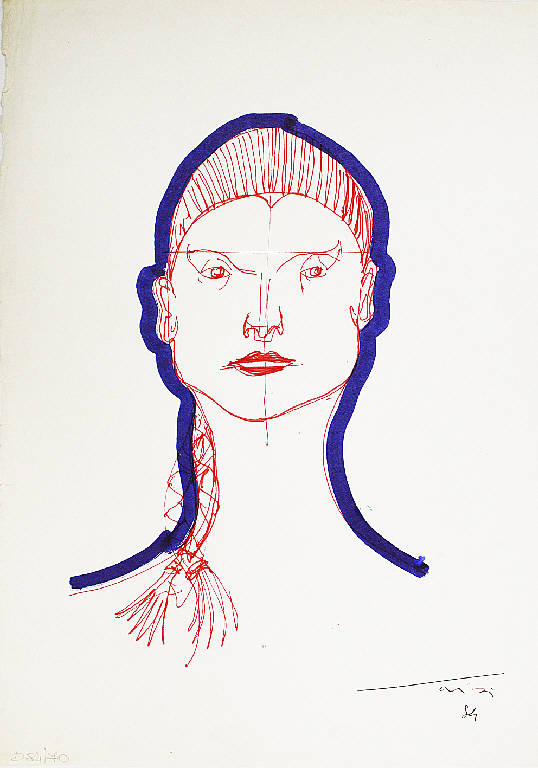Donna con treccia, Ritratto di donna (disegno) di Parisi, Domenico detto Ico Parisi (seconda metà sec. XX)