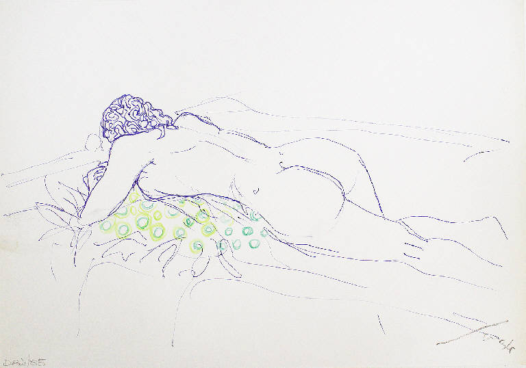 Donna sdraiata, Figura femminile nuda (disegno) di Parisi, Domenico detto Ico Parisi (seconda metà sec. XX)