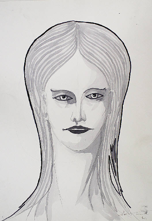 Ritratto su fondo bianco, Ritratto di donna (disegno) di Parisi, Domenico detto Ico Parisi (seconda metà sec. XX)