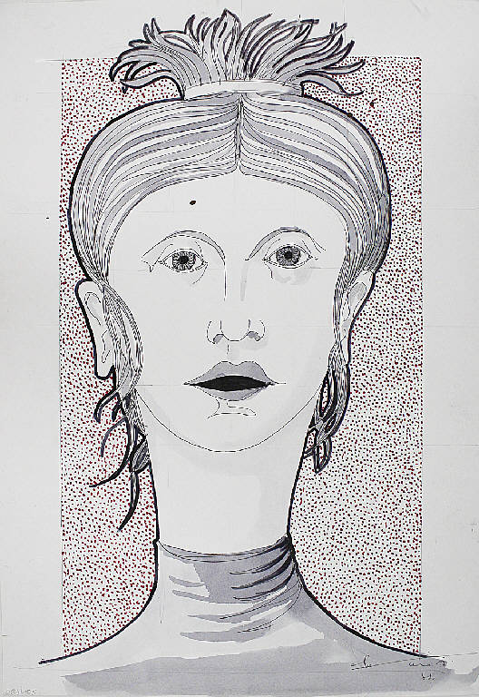 Ritratto su sfondo marrone, Ritratto di donna (disegno) di Parisi, Domenico detto Ico Parisi (seconda metà sec. XX)