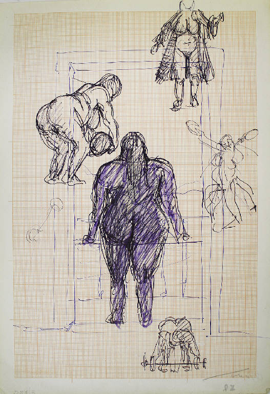 Nudi vari, Figure femminili nude (disegno) di Parisi, Domenico detto Ico Parisi (seconda metà sec. XX)