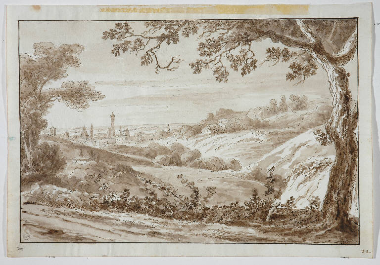 PAESAGGIO (disegno) di Monti Tiziano (secc. XVIII/ XIX)