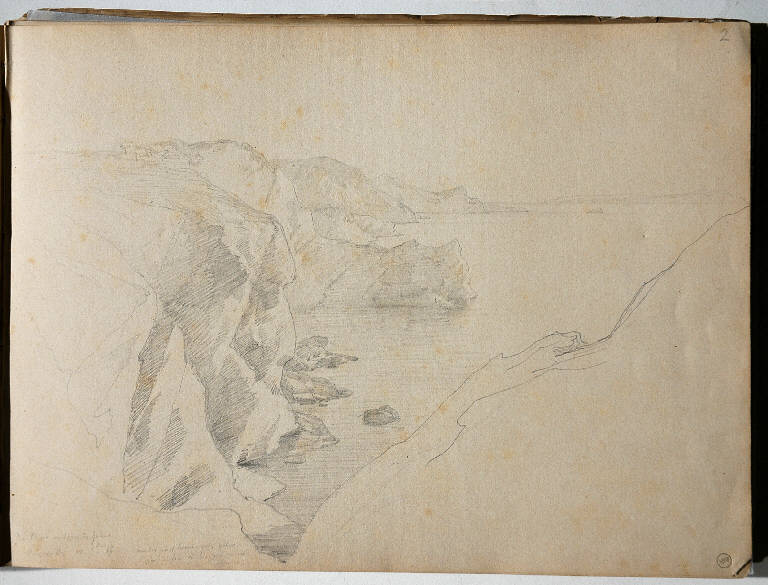 PAESAGGIO MARINO (disegno) di Bossoli Carlo (prima metà sec. XIX)