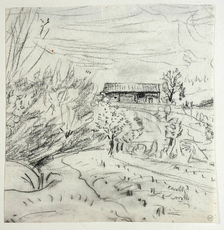 Paesaggio rurale (disegno) di Bertelli Luigi (secc. XIX/ XX)