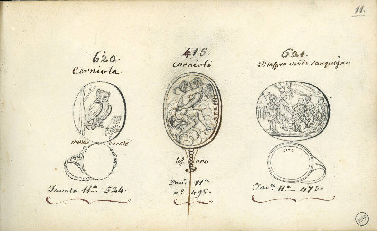 Civetta/ Cupido e Psiche/ Tenda di Dario (disegno) di Carnovali Giovanni detto Piccio (sec. XIX)