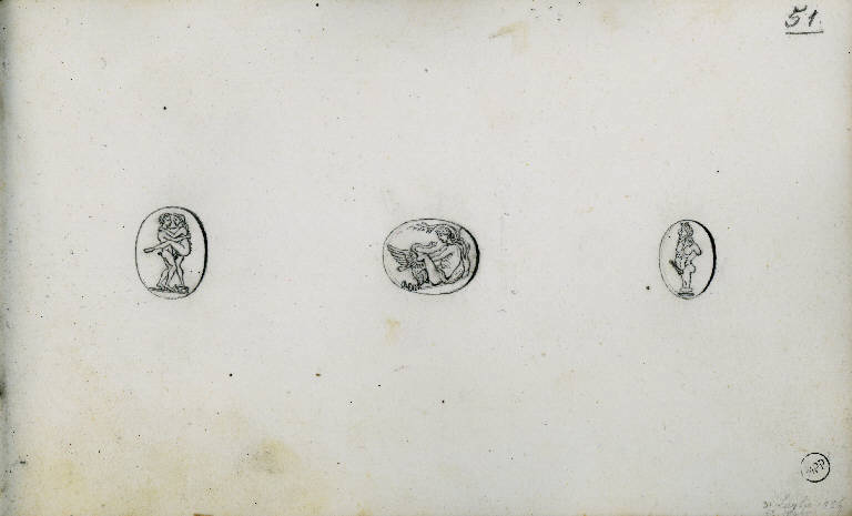 Figura maschile e figura femminile/ Leda e il cigno/ Erma (disegno) di Vimercati Sozzi Paolo (sec. XIX)