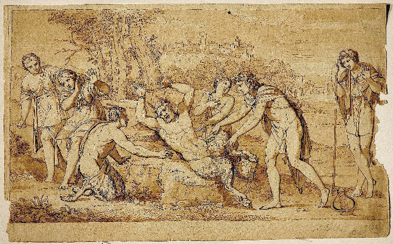 Apollo e Marsia (disegno) di Dell'Era Giovan Battista (ultimo quarto sec. XVIII)