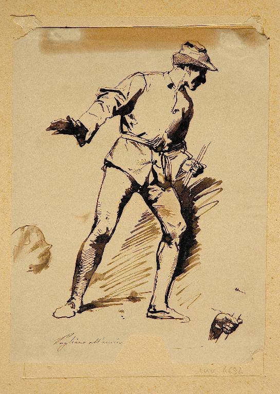 Figura maschile (disegno) di Pagliano Eleuterio (terzo quarto sec. XIX)