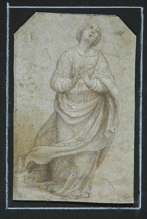 Figura di santa (disegno) di Sacchis Giovanni Antonio de' detto Pordenone (cerchia) (prima metà sec. XVI)