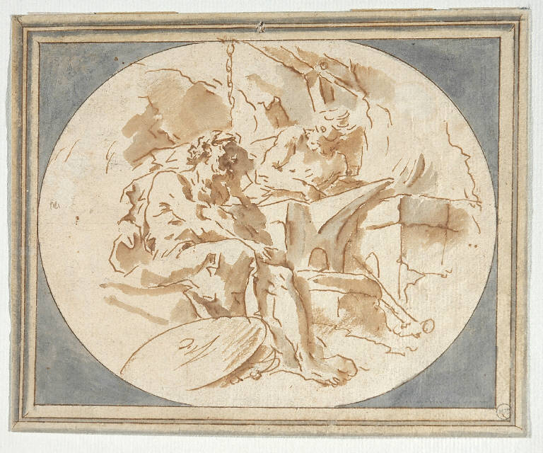 VULCANO NELLA FUCINA (disegno) di Galliari Bernardino (attr.) (seconda metà sec. XVIII)